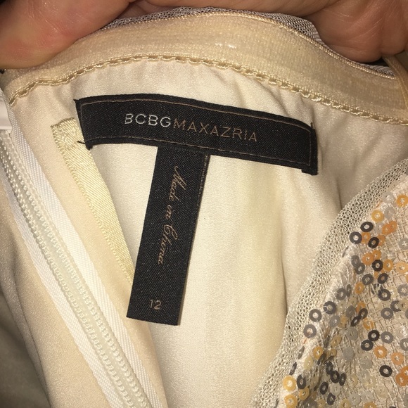 Stunning Strapless BCBG Maxazria Tan Sequined Prom/Homecoming Dress - NEW - Picture 6 of 6